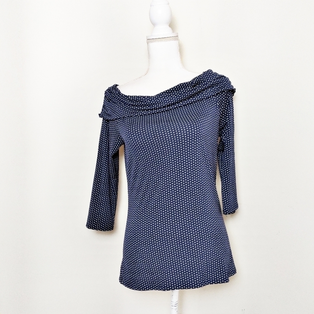 Max Studio Blue and White Polka Dot Blouse